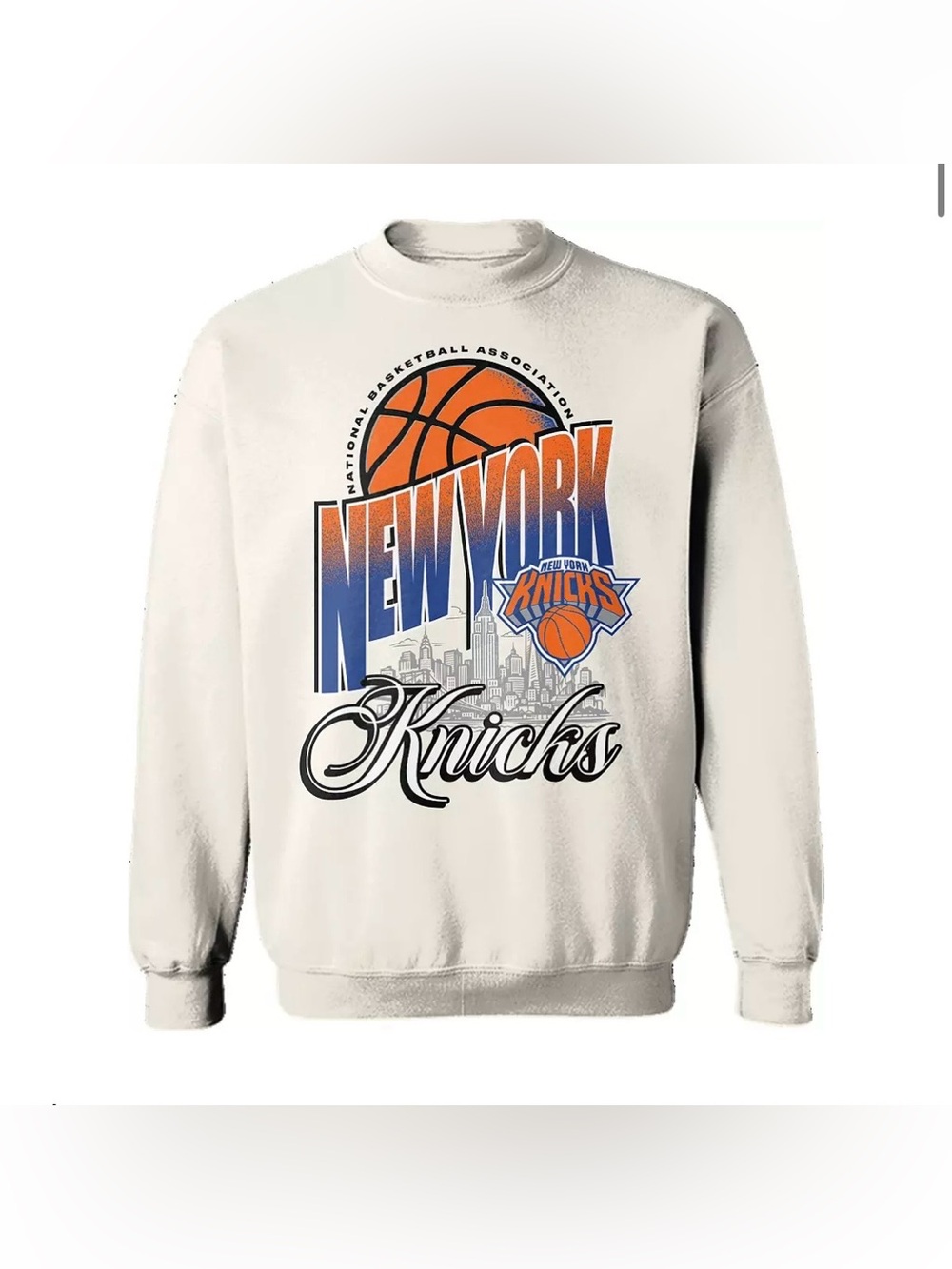 Something Inked Adult New York Knicks Ivory Crew Sweatshirt Size Large